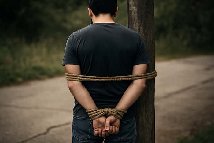 «Зачем к дочери приставал?»: в Красноярске мужчину привязали к столбу из-за подозрений в домогательствах 