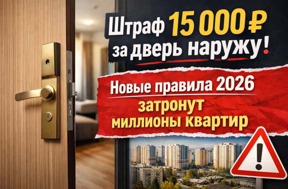 Дверь наружу — штраф 15 000 рублей: новые правила с 2026 года затронут миллионы квартир