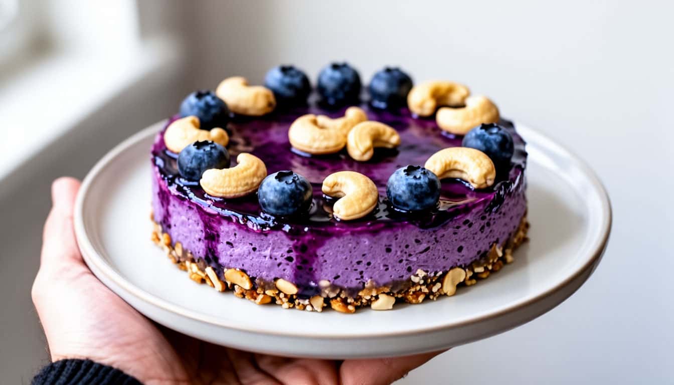 Бьёт все рекорды по вкусу: идеальный чизкейк без творога с кешью и черникой - простой рецепт десерта, который всегда съедают первым