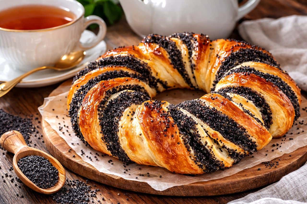 Смешиваю мак с молоком и заворачиваю в слоеное тесто: 20 минут и потрясающий крендель к чаю готов - этот десерт улетает со стола быстрее печенья