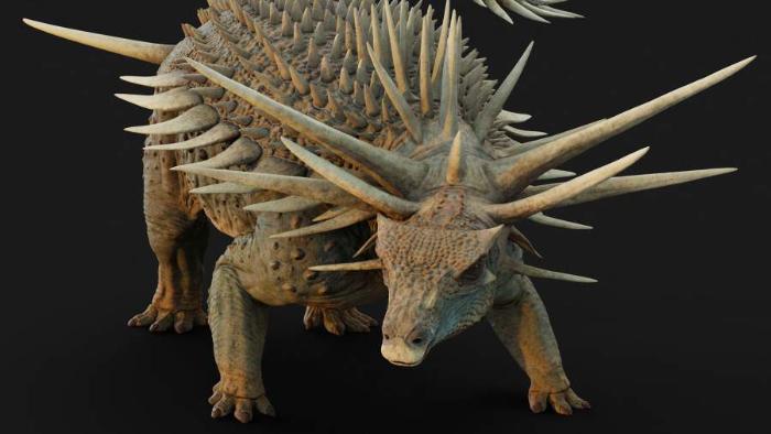 В Марокко нашли уникального броненосного динозавра с гигантскими шипами на ребрах | Марокканские ученые нашли динозавра с шипами и броней длиной 4 метра